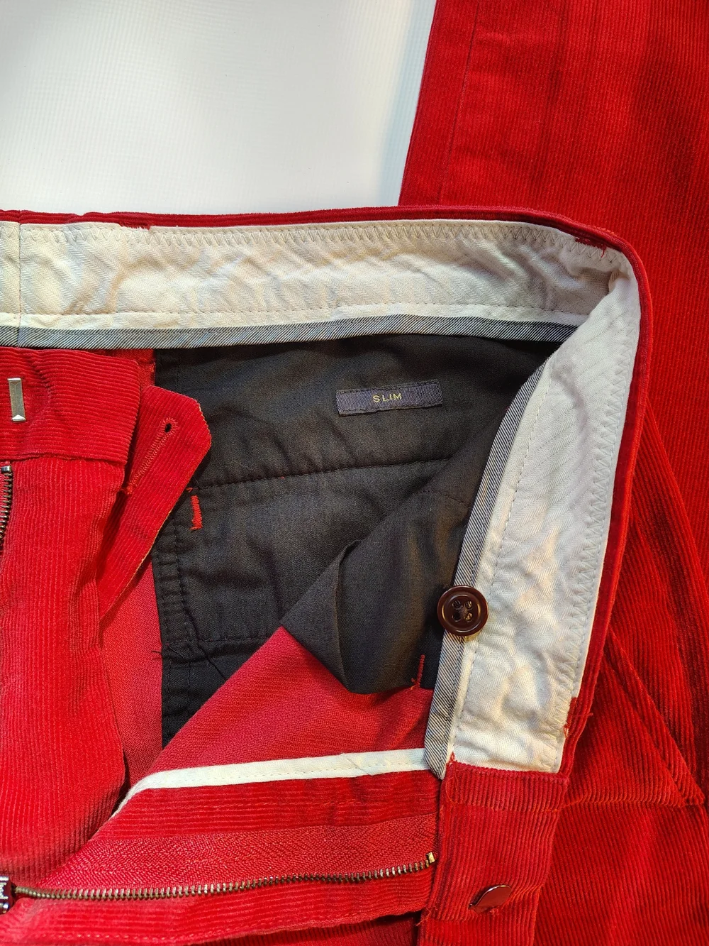 Jcrews Bowery Men's Red Velvet Corduroys Slim Fit Pants 30x32